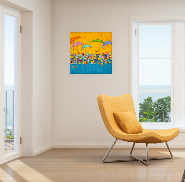 First Day At The Beach  30X30