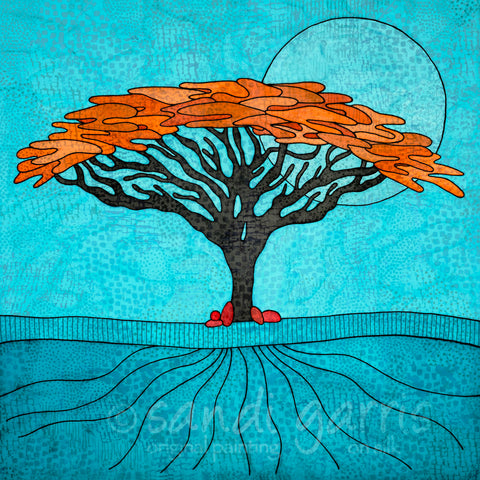 Rooted - Turquoise  16 x 16