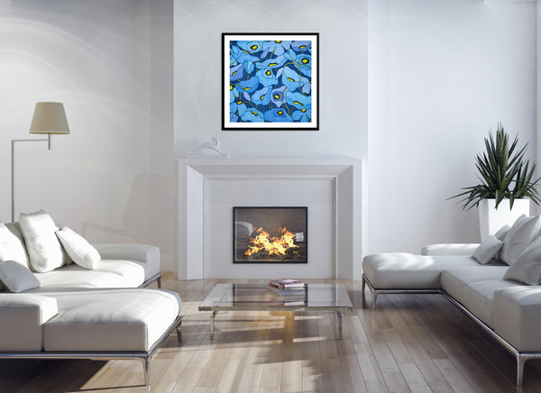 Wild Poppies - Blue 30 x 30