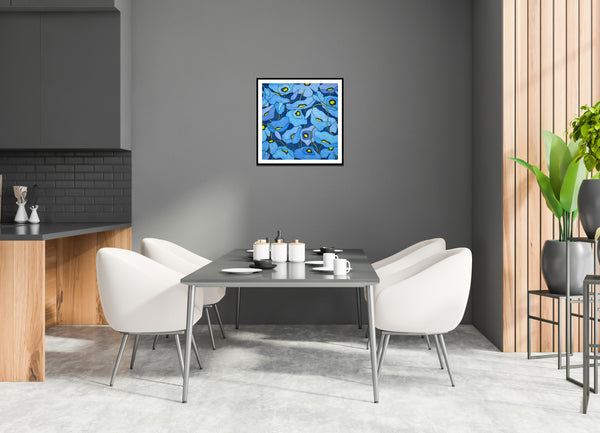 Wild Poppies - Blue 30 x 30