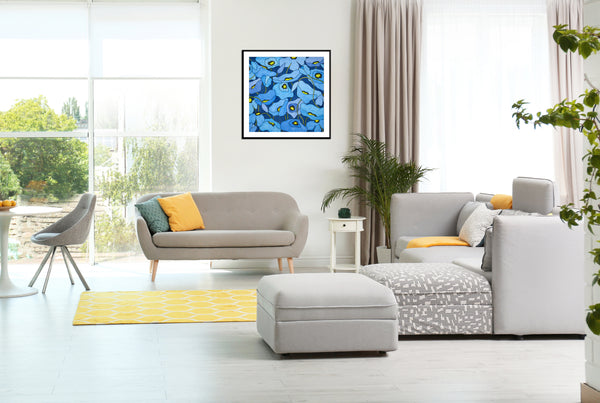 Wild Poppies - Blue 30 x 30