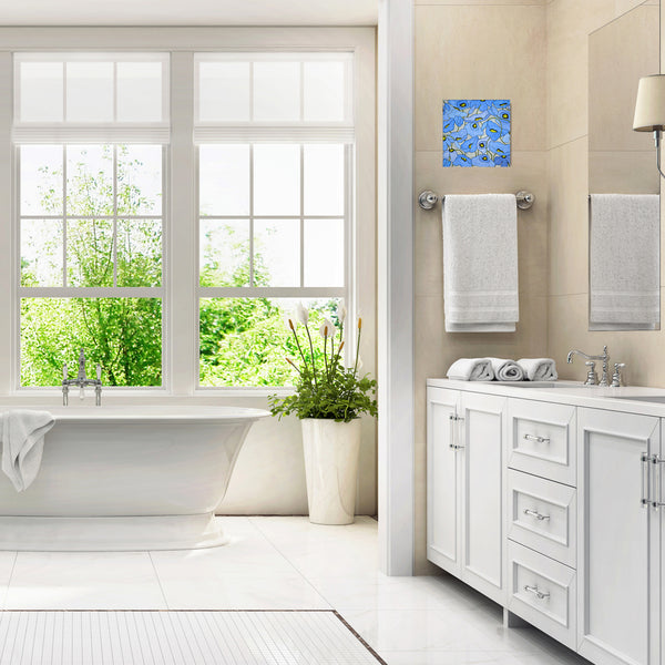 Wild Poppies Ice Blue  12X12