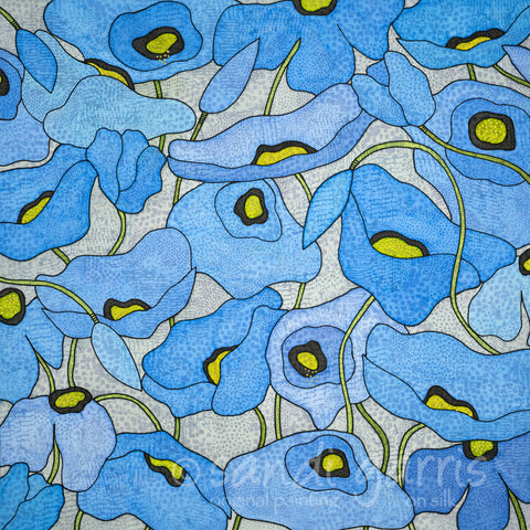 Wild Poppies - Blue 30 x 30