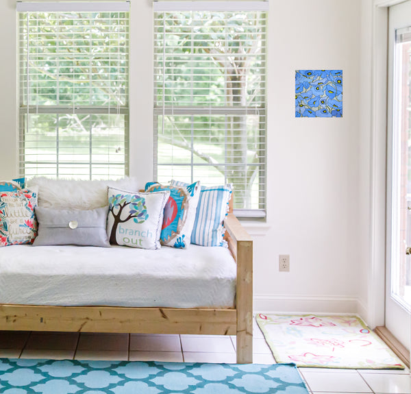 Wild Poppies Ice Blue  12X12