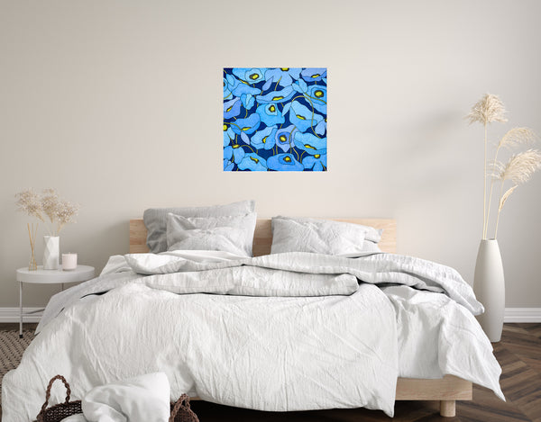 Wild Poppies - Navy/Sky - 30X30