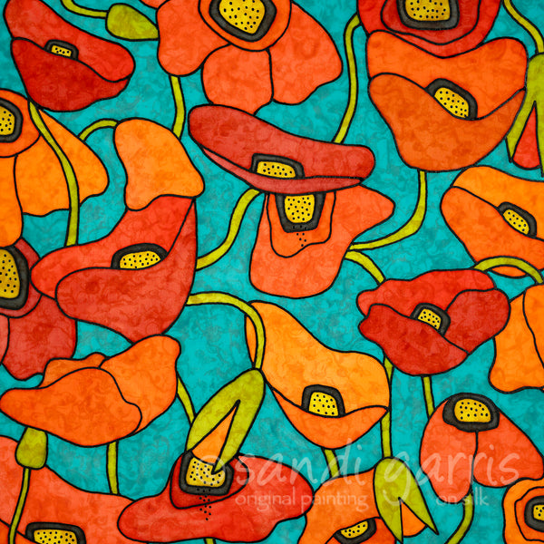 Wild Poppies Orange  12X12