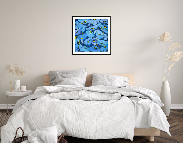 Wild Poppies - Blue 30 x 30