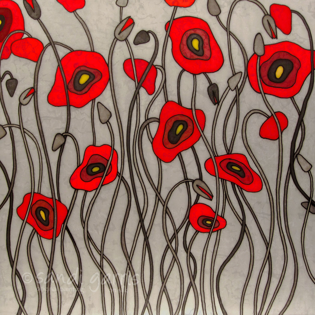 Poppies of Rome ~ Red 16 x 16